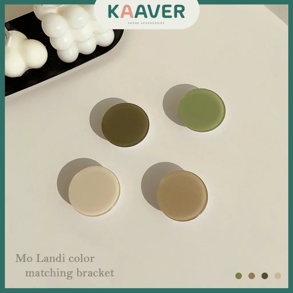 KAAVER - Griptok Holder Bulat Minimalis Akrilik Earth Tone Korea Estetik Girl