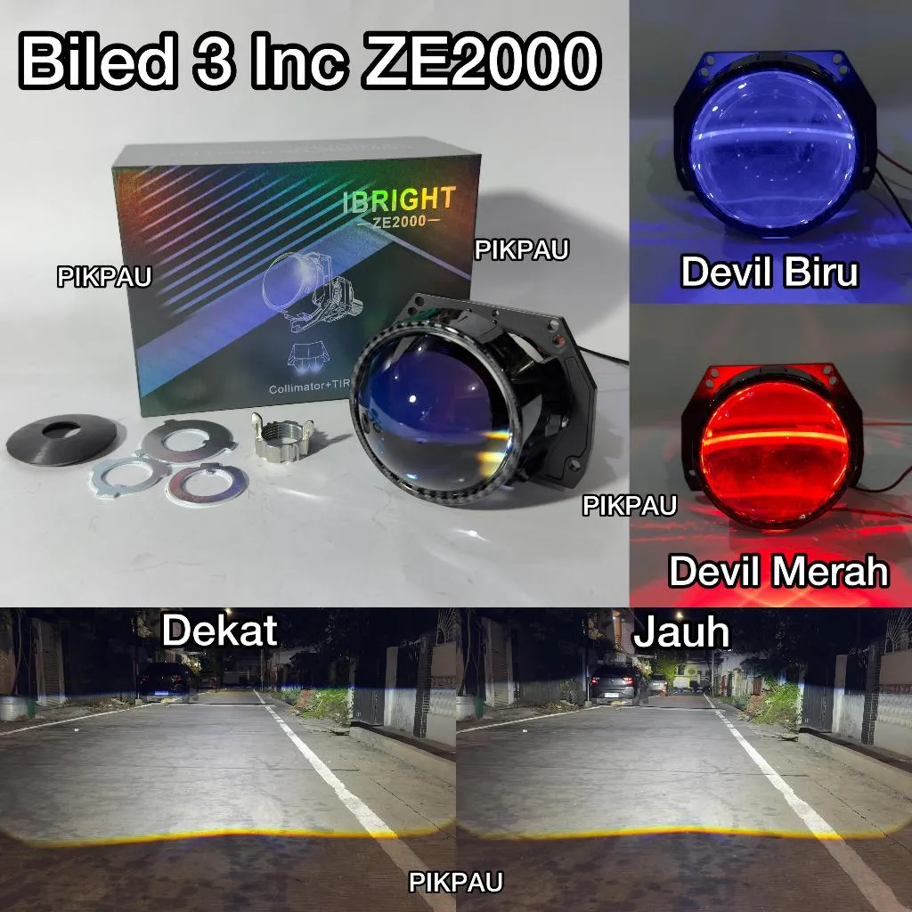 IBRIGHT Lampu Utama Biled ZE2000 Original 3 INC Blue Lens Premium Biled