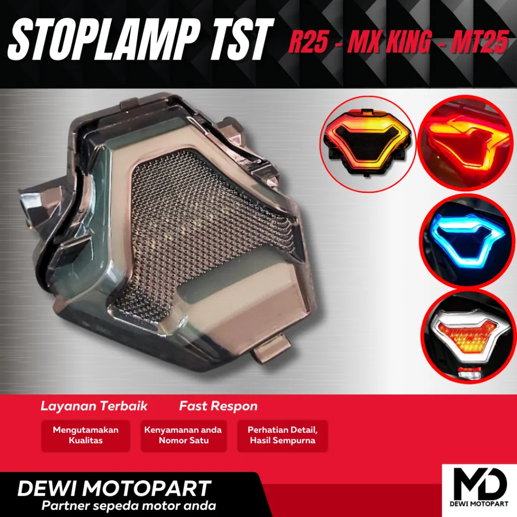 BEST SELLER STOPLAMP TST 3IN1 R25 MT25 MX KING LED MERAH PUTIH BIRU STOPLAMP BELAKANG