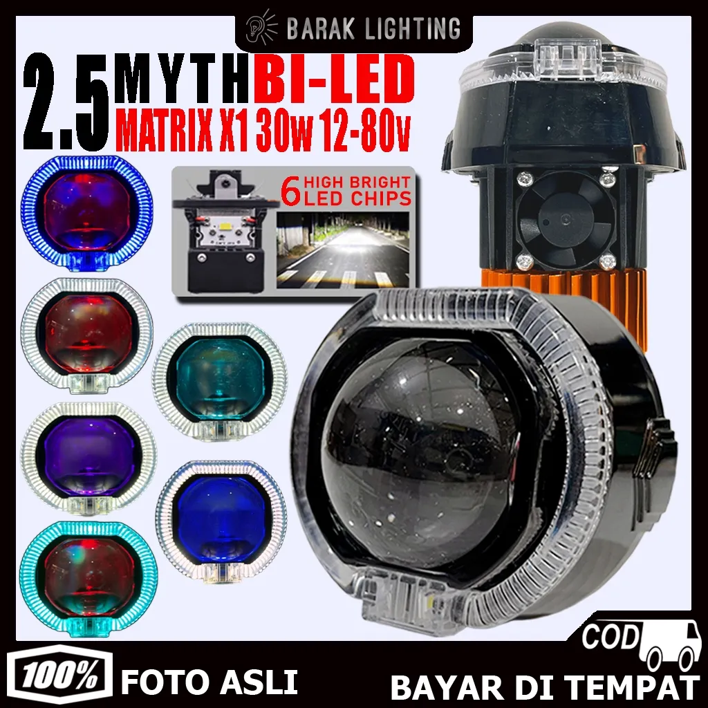 Gen 2 Biled Matrix 2.5 Inc MYTH Flatt Cut Off 30 Watt Body Hitam Flat Cut Plus Kipas Pendingin Waterproof Universal Motor Dan Mobil