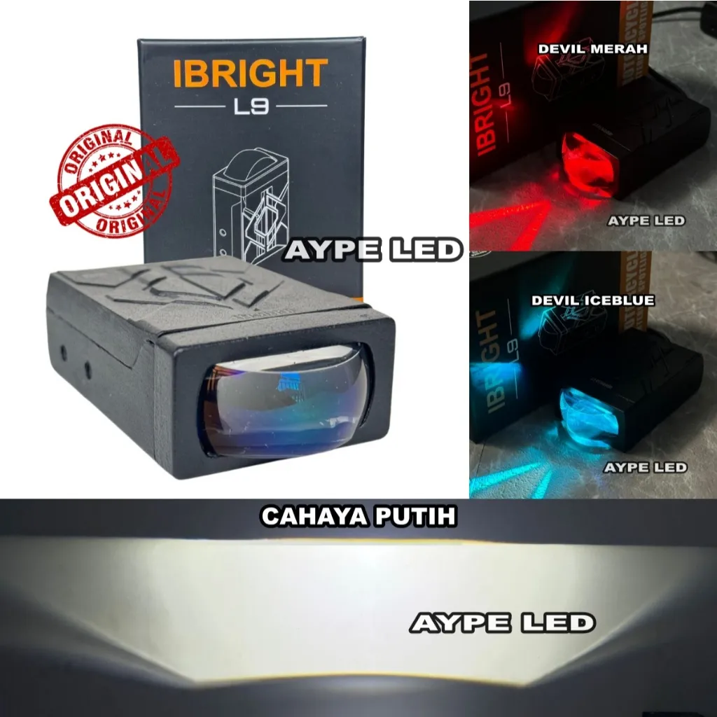 Lampu Tembak Biled L9 Gepeng Bluelens Cahaya Biled Devil Eyes IBRIGHT L9 Slim Waterproof