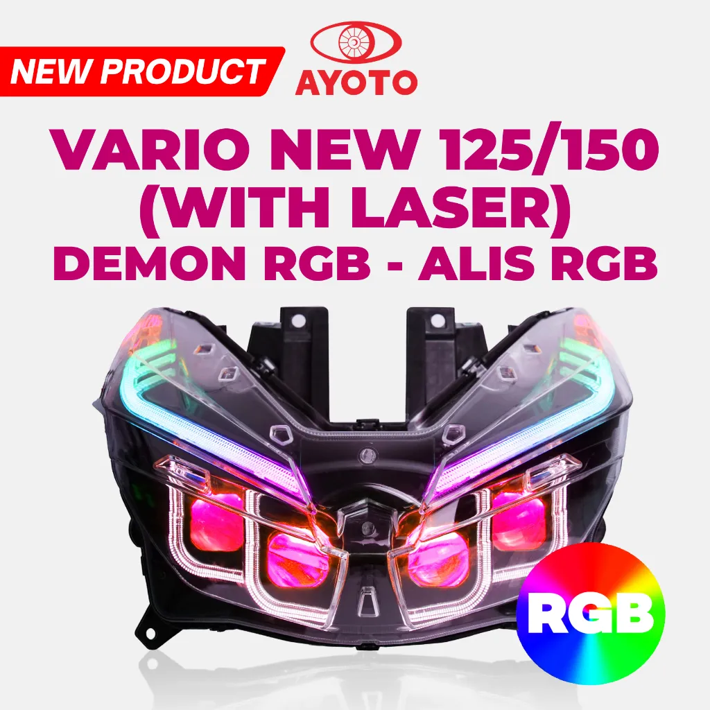 FULL SET HEADLAMP VARIO NEW 125/150 AYOTO 4 LED MATRIX 90WATT RGB LASER WELCOME LIGHT SEIN RUNNING PLUG & PLAY