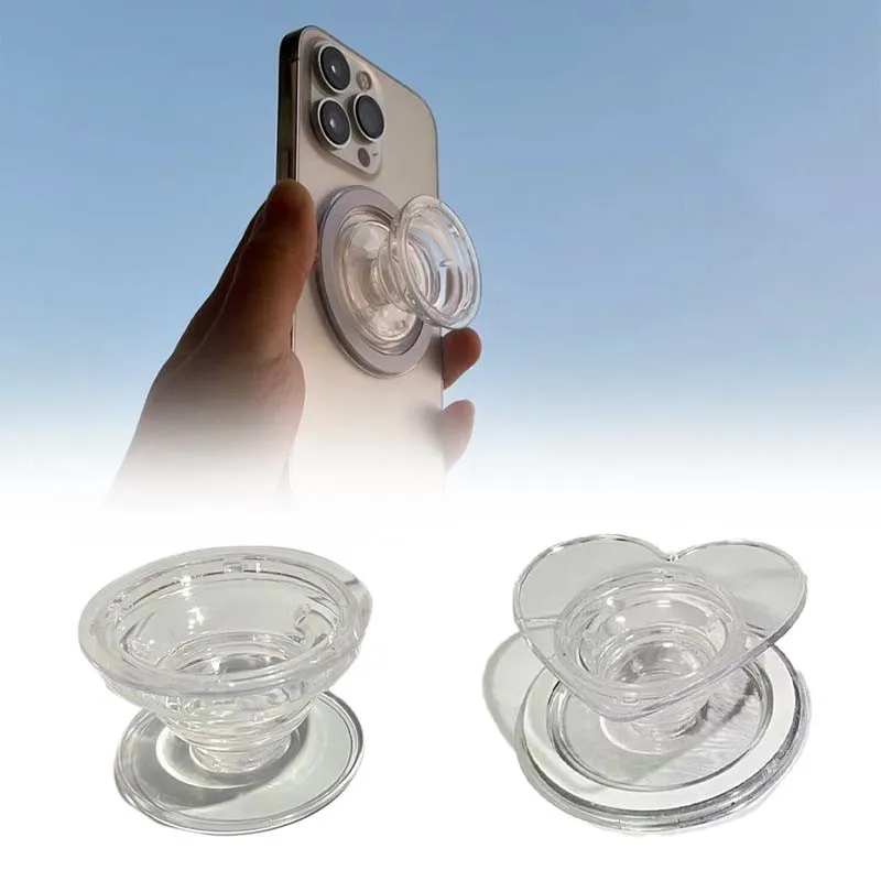 Magsafe Pemegang Magnet / Magsafe Popsocket Untuk Iphone Universal / Transparan Bundar / Hati