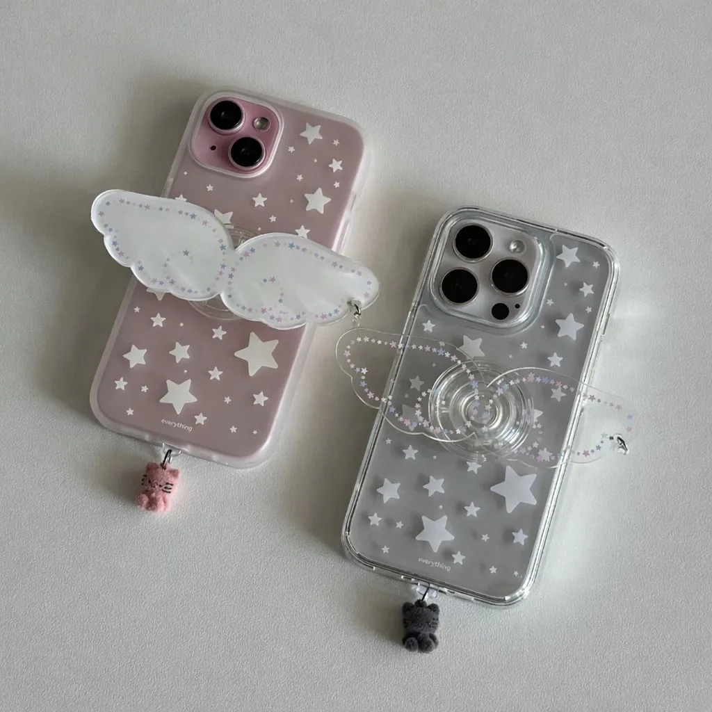 Angel Wings Pop Socket Magnetic Cute Griptok HP Bentuk Sayap Putih Griptok Magnet Magsafe