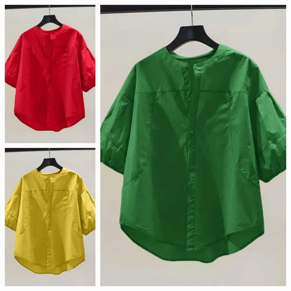 KEMEJA & BLOUSE  OVERSIZE JUMBO ATASAN WANITA LENGAN 7/8/KEMEJA WANITA KEKINIAN