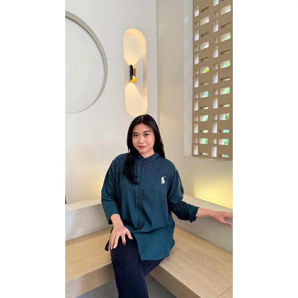 Kemeja Rayon Twill bordir kemeja basic blouse bordir