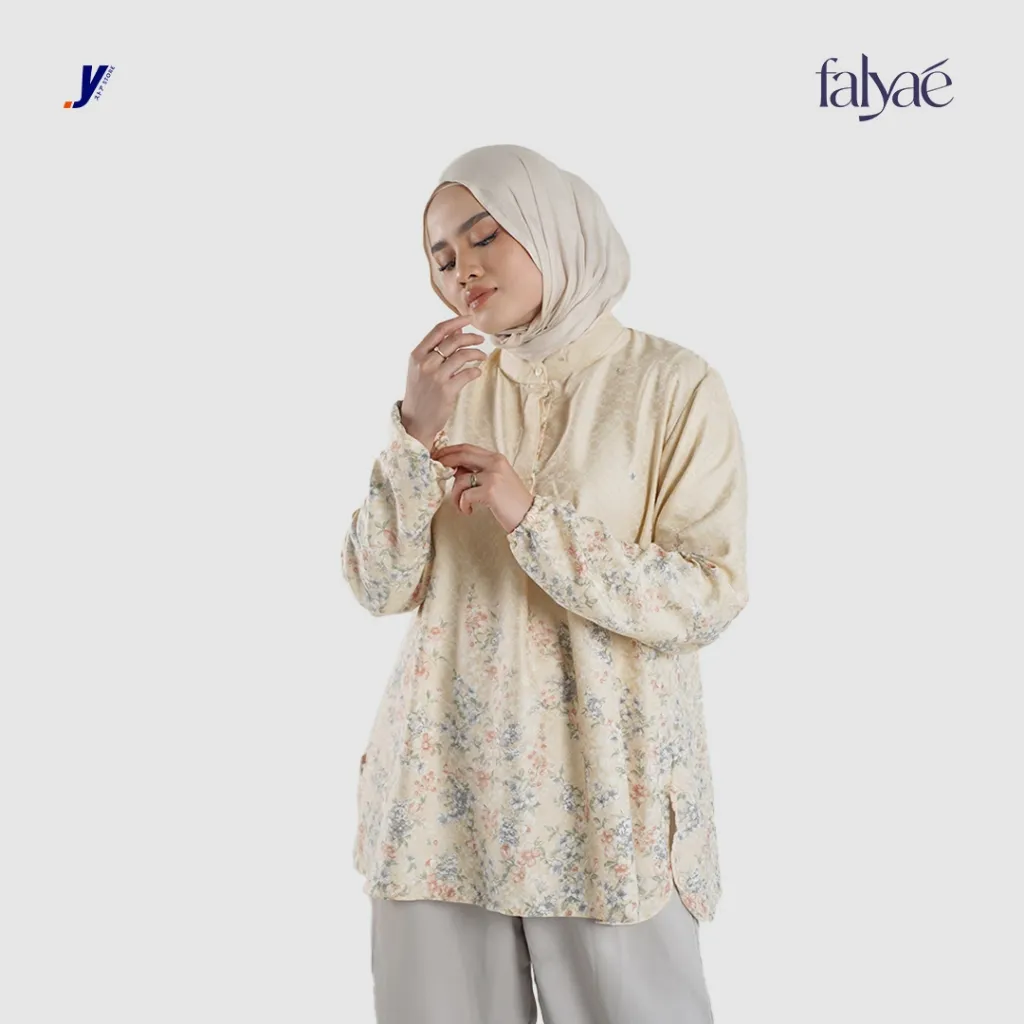 FALYAE - Lunea Blouse Wanita l Yellow Sunshine l Kerah Tessel l Lengan Panjang