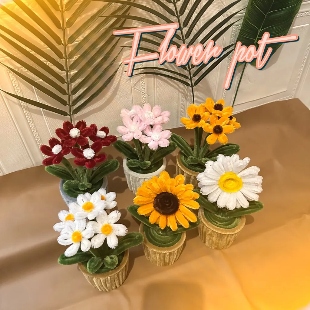 (TIDAK PO) Flower pot | Pot Bunga Kawat bulu | Gift wisuda | Pot Bunga Lucu | Hiasan Bunga lucu | Hiasan Meja Bunga | Pot kawat bulu pipe Clear