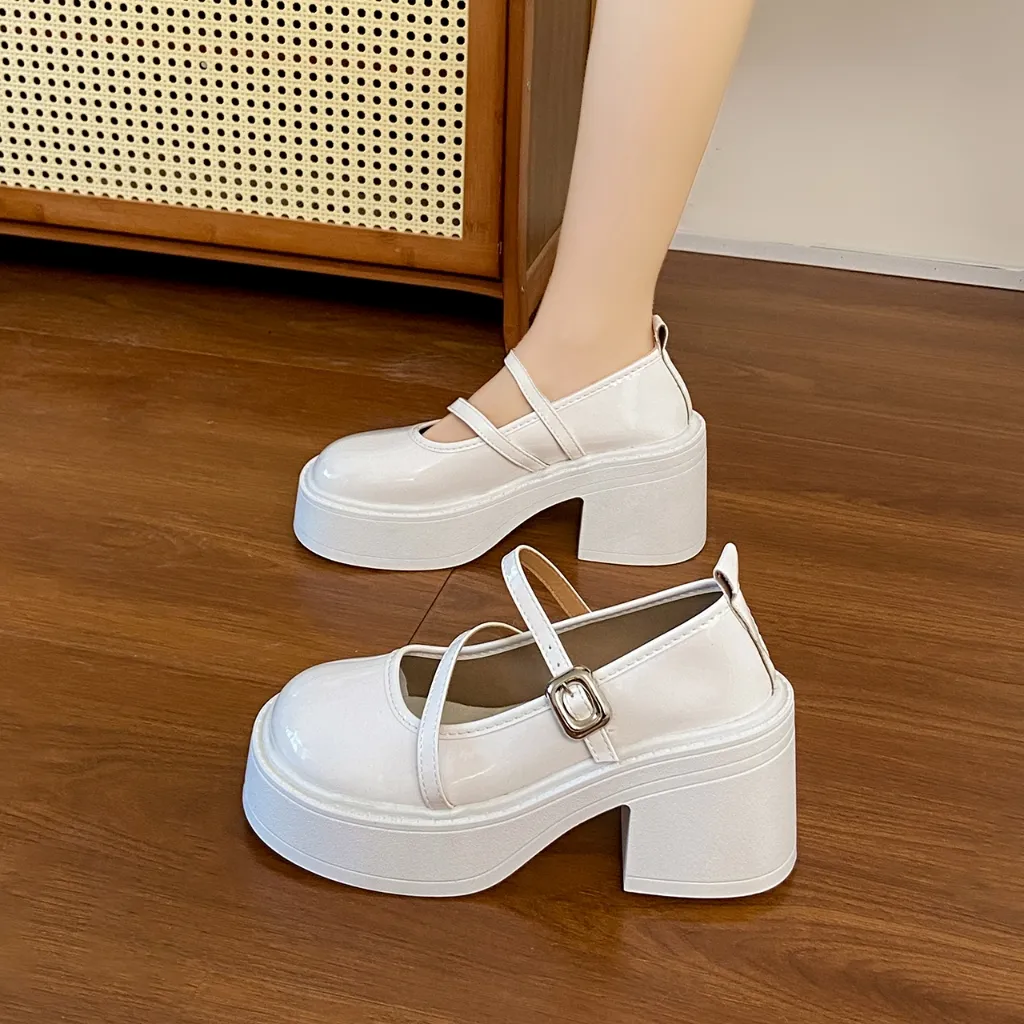 FK-147 Sepatu Wanita Platform Mary Jane Heels Hak 8cm Docmart Shoes KekinianSepatu Perempuan Fashion Formal Korean Style Import