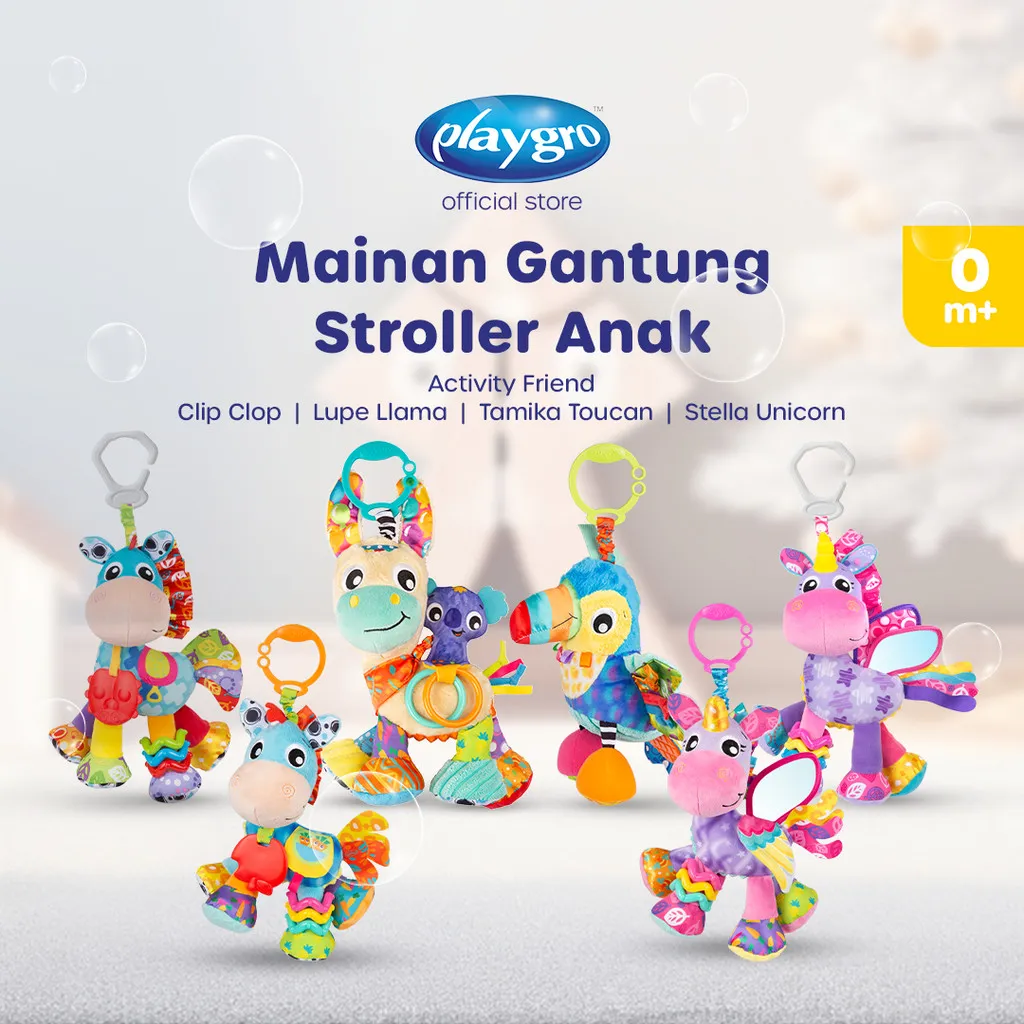 [NEW ARRIVAL!] Playgro Activity Friend Series - Mainan Gantungan Stroller Anak Karakter Kuda Clip Clop dan Unicorn