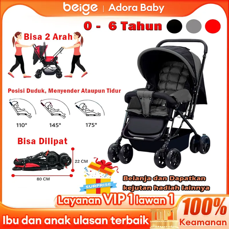[Garansi 30 Tahun]BEIGE Stroller Bayi Lipat Travelling Ringan Dan Mudah Dibawa 2 arah Usia 0-8tahun