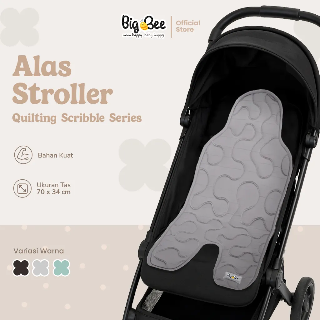 Big Bee Alas Stroller Bayi Scribble Series - BBA0001HITAM BBA0002HIJAU BBA0003ABU