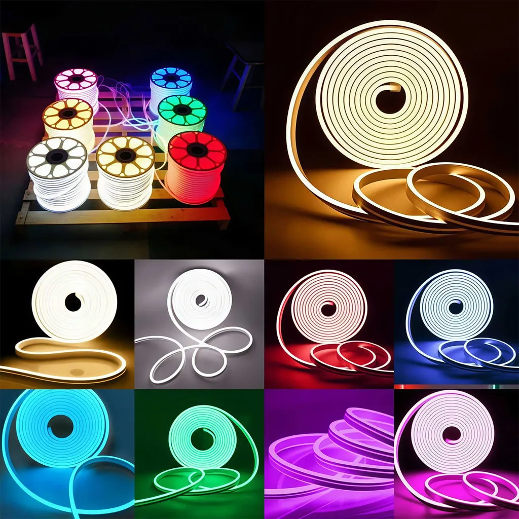Paket Lampu Neon Flex Led Strip 220V 1M 2M 3M 4M 5M 6M 8M 10M Neon Box Outdoor Waterproof Flexible