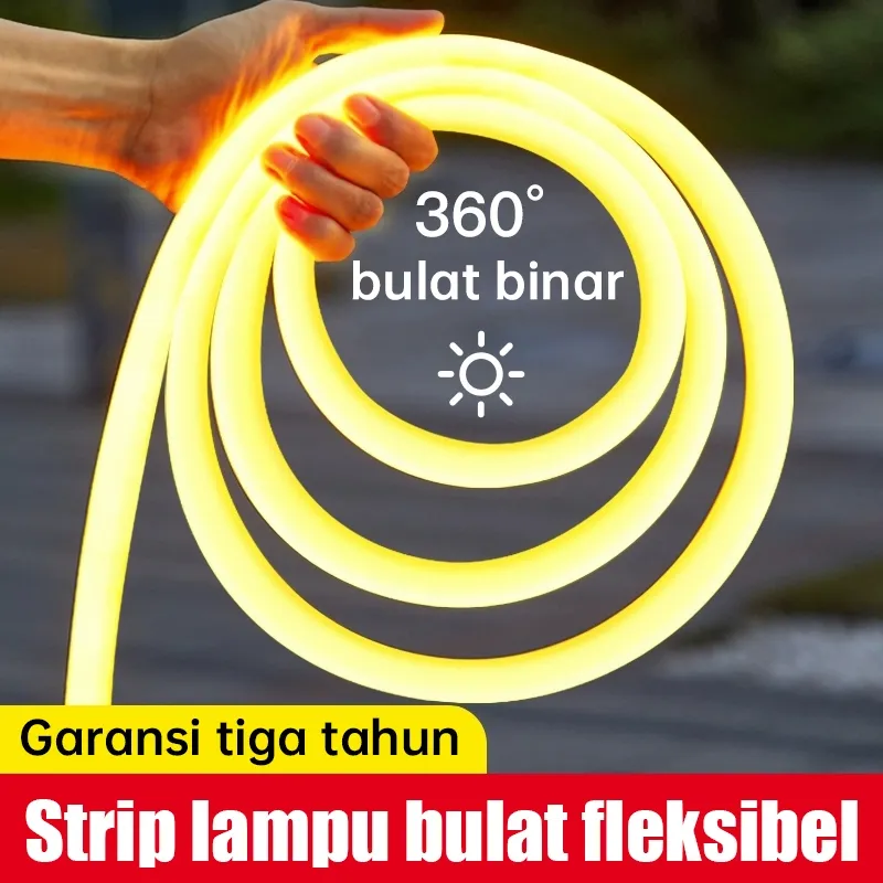 Lampu Strip LED NEON FLEX 360 Bulat Tahan Air/NEON FLEX 360 Derajat Luar Ruangan 220V Lampu hias