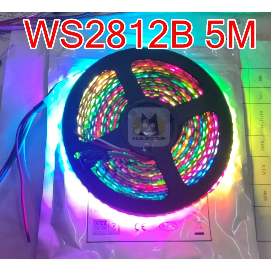 LED strip ws2812b 144/smd 5m 5 meter 5v 12mm bahan alis DMX matrix