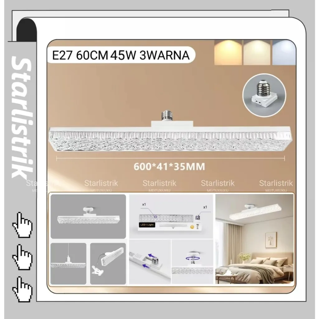 New product e27 spiral mouth bulb lighting household led ceiling light 25W dan 45W crysai celing long led light strip