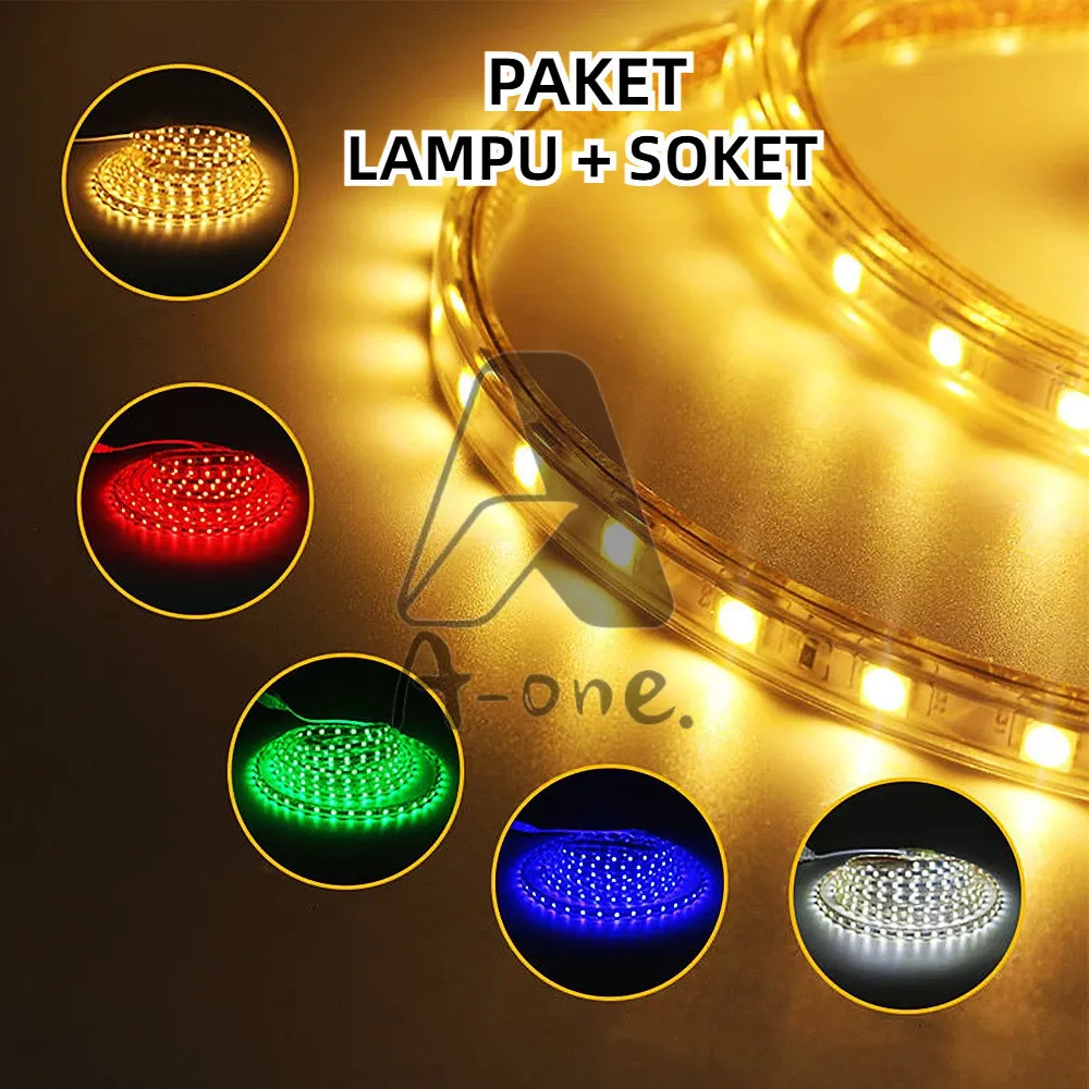 PAKET LAMPU LED STRIP SELANG 220V LENGKAP TINGGAL COLOK 5050 LAMPU LED HIAS CAFE LED STRIP SIAP PAKAI