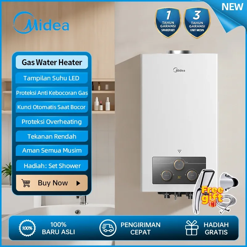 [Gratis Pancuran] Midea 5L/6L Gas Water Heater LPG JSD10-5DHS1 / JSD12-6DHS1