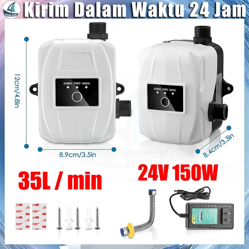 Stok Siap - 150W 24V Pompa Booster Pendorong Air Booster Pump Mesin Pendorong Air Shower Water Heater Booster