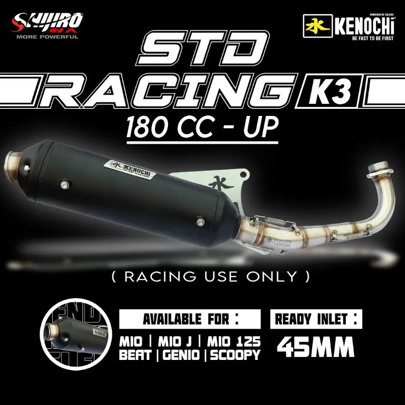 KNALPOT STANDAR RACING KENOCHI TYPE K SERIES BLACK FOR MIO FINO BEAT SCOOPY GENIO XEON FAZZIO VARIO 110 GEAR FILANO