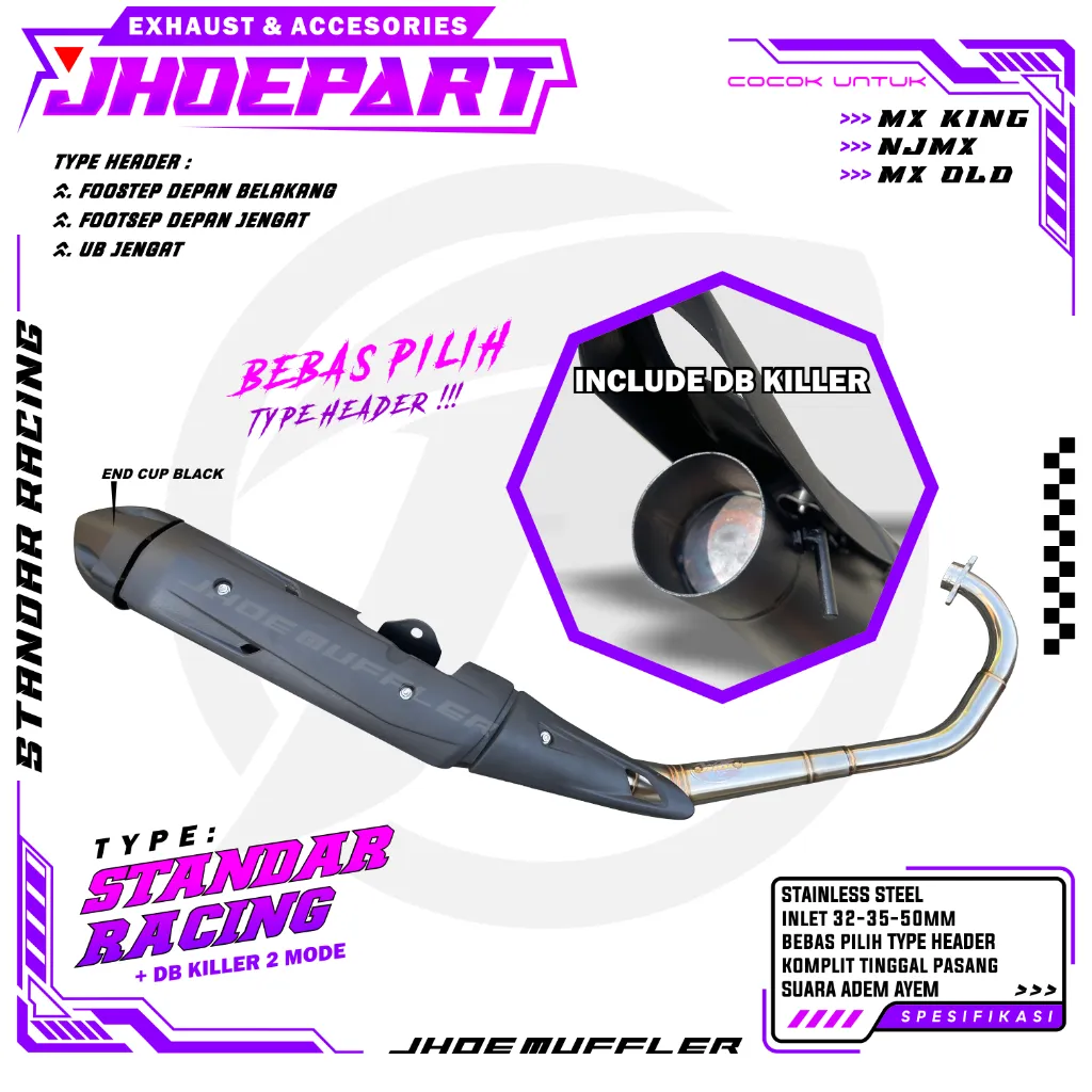 Knalpot Standar racing MX KING njmx mx old Type DB KILLER 2 MODE Original Jhoe Muffler
