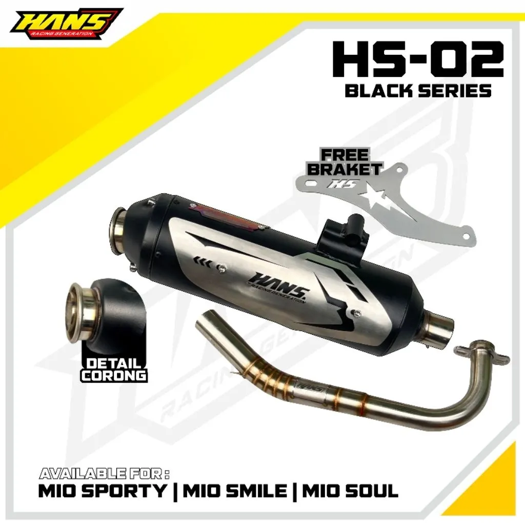 Knalpot Mio std Racing Hans Racing Generation • type HS 02 BlACK SERIES Forr Mio Sporty-Mio smile -Mio soul