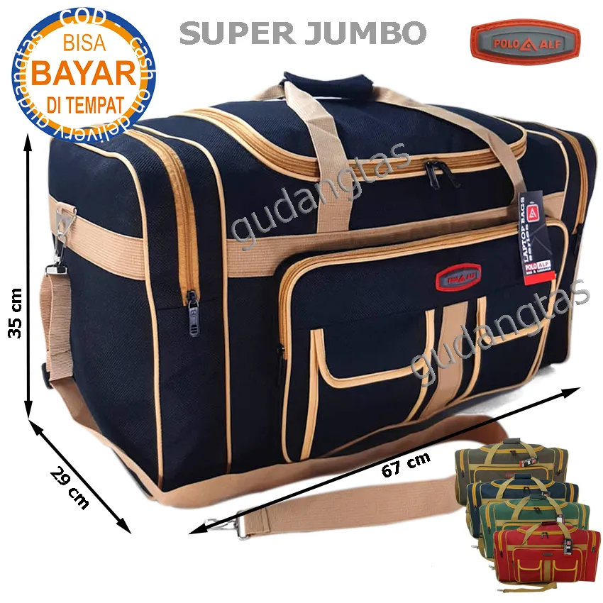 Tas Pakaian Besar Super Jumbo Travel Bag Polo ALF Bepergian   jinjing Mudik Selempang Baju