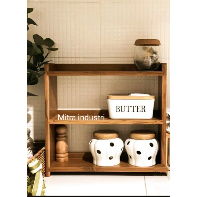 Rak bumbu dapur 3 susun#Rak bumbu papan kayu jati #Rak serbaguna super tebal