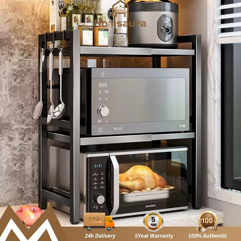 Homsaura Rak Oven Rak Microwave Rak Bumbu Dapur Rak Microwave Untuk Dapur Rak Dapur Rak Panci