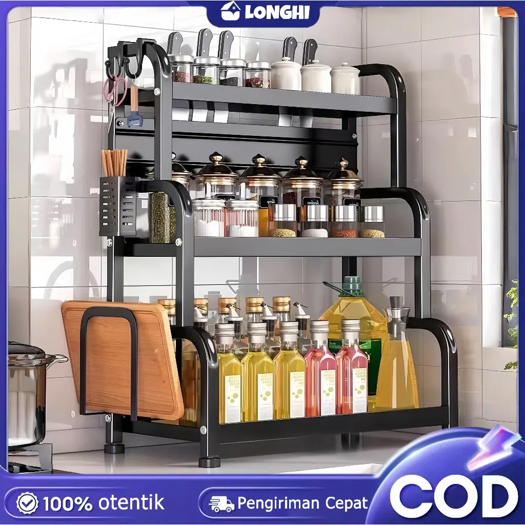 Rak Bumbu Dapur Stainless Steel Rak Bumbu Dapur Estetik Rak Botol Bumbu Rak Penyimpanan Bumbu Dapur Rak Bumbu 3 Susun