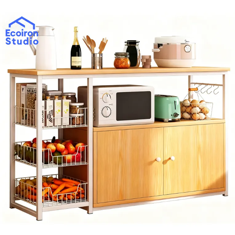 EcoIron Studio Rak Dapur Surabaya 120x30x80cm Rak Bumbu Microwave Oven Minimalis Persiapan Lebaran Kitchen Rack