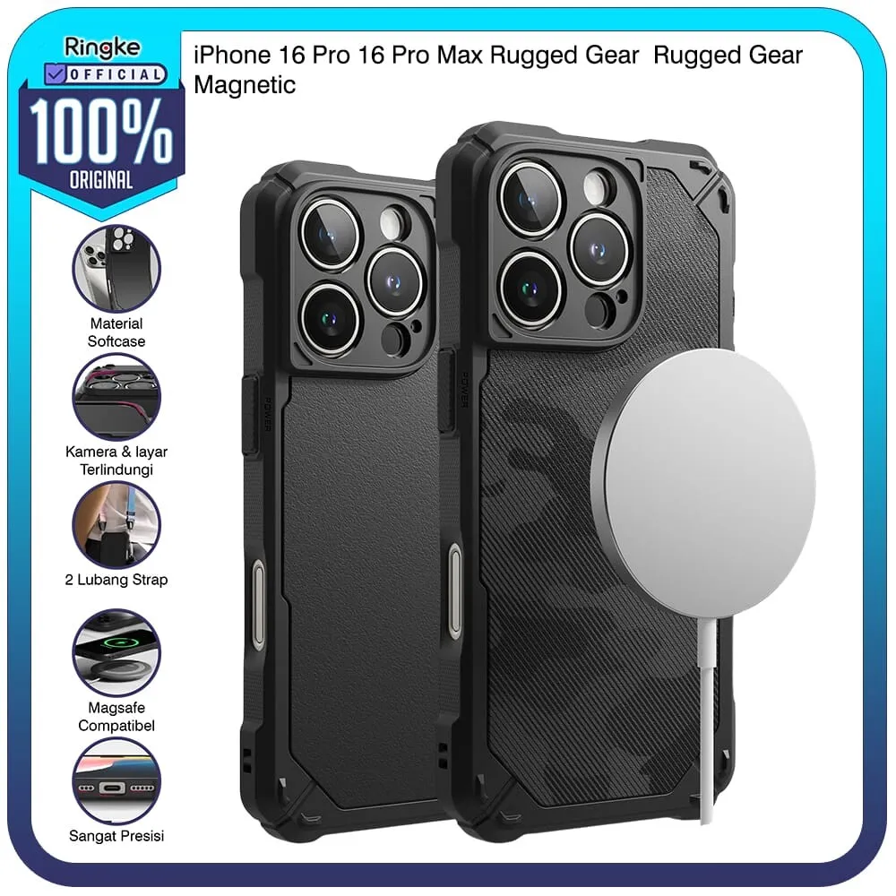 Ringke iPhone 16 Pro / 16 Pro Max Rugged Gear / Rugged Gear Magnetic Case Tipis Magsafe Softcase Anti Crack Casing Hardcase Slim Armor Military Drop Tahan Banting Sarung Protector HP