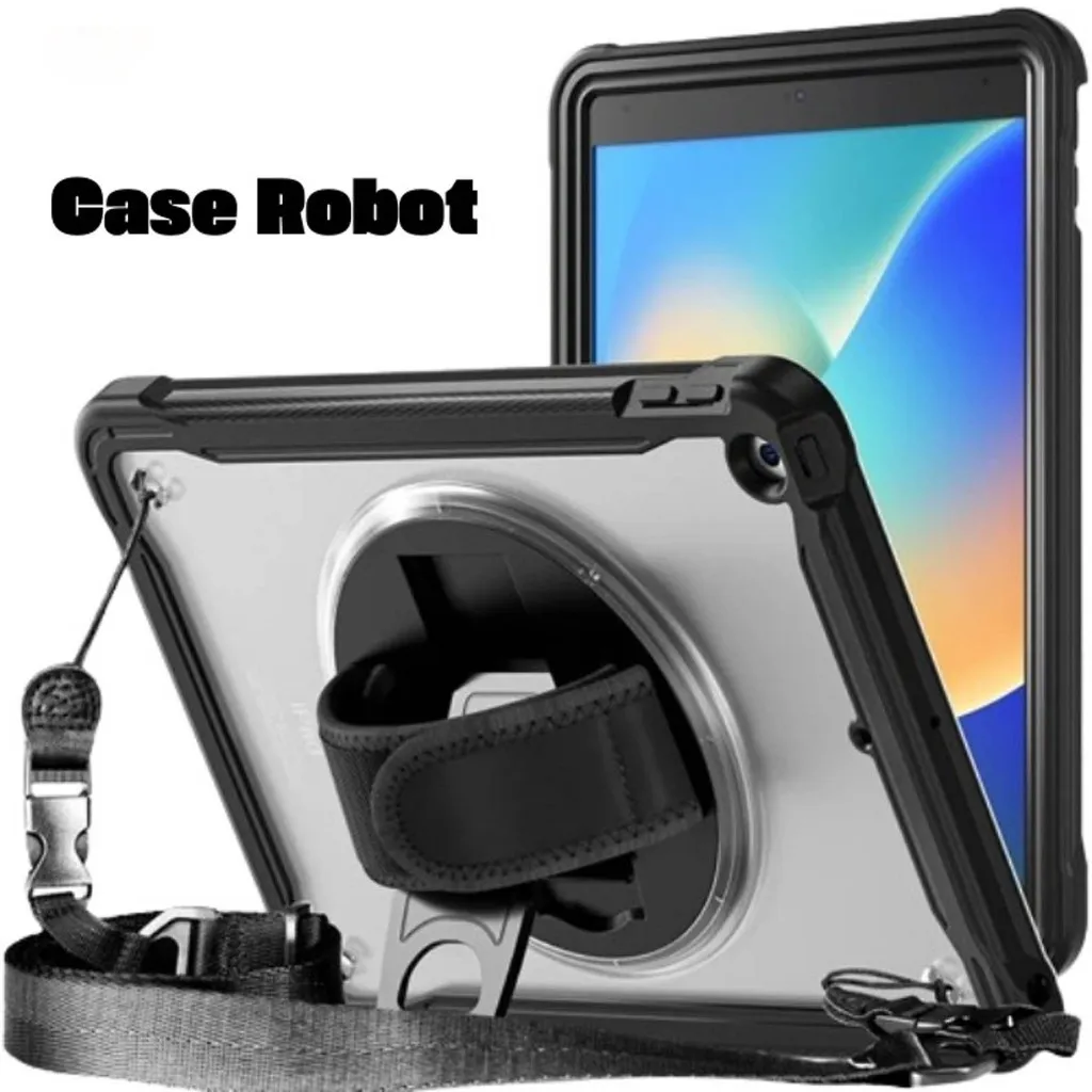 Case Rugged Armour TB 302 / Case Robot TB 302 Apple iPad Air 4/Air 5/Air 11 M2 2024/iPad Air 11 2025 M3 | iPad Pro 11 2018/2020/2021/2022 Case Robot + Tali Casing Bagian Belakang Transparant