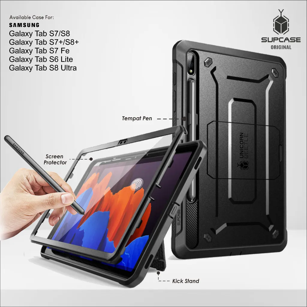 Case Supcase Samsung Galaxy Tab S7 11" I  S7 Plus 12.4" | S7 Fe 5G/Wifi Casing Hardcase Rugged Armor