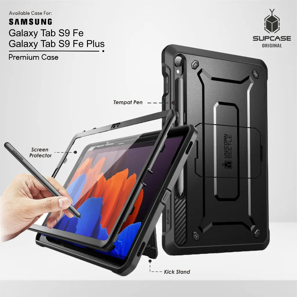 Case Samsung Galaxy Tab S9 Fe | S9 Fe+ Plus Wifi 5G Casing Cover Hardcase Rugged Armor Supcase