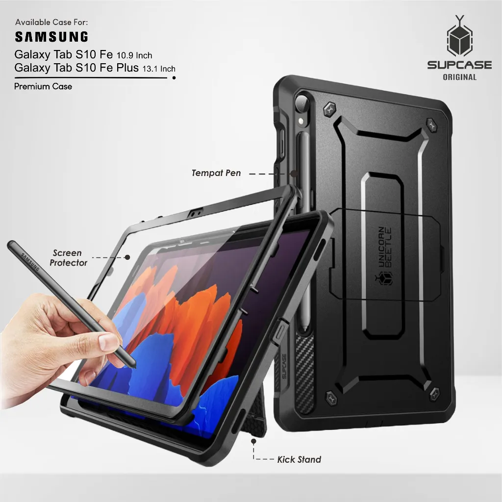 Case Samsung Galaxy Tab S10 Fe | S10 Fe+ Plus 13.1 Inch Wifi 5G Casing Cover Hardcase Rugged Supcase