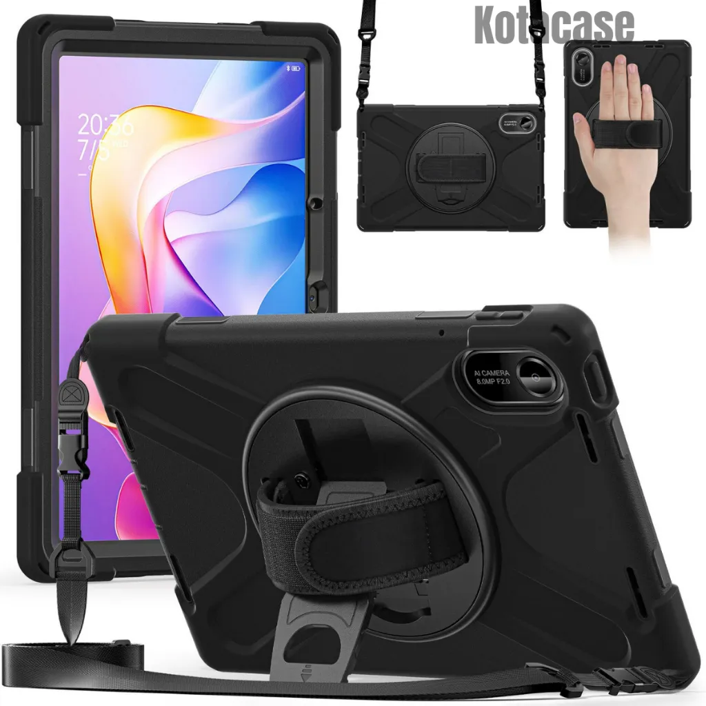 Xiaomi Redmi Pad SE 8.7inch 2024 | Redmi Pad 2 2025 | Redmi Pad Pro 12.1 | Poco Pad 12.1 Sport Case Robot Bumper Standing Rugged Armor & Strap 360 Rotatable Kickstand Hardcase Tab Casing Keras Strap Slot Pen