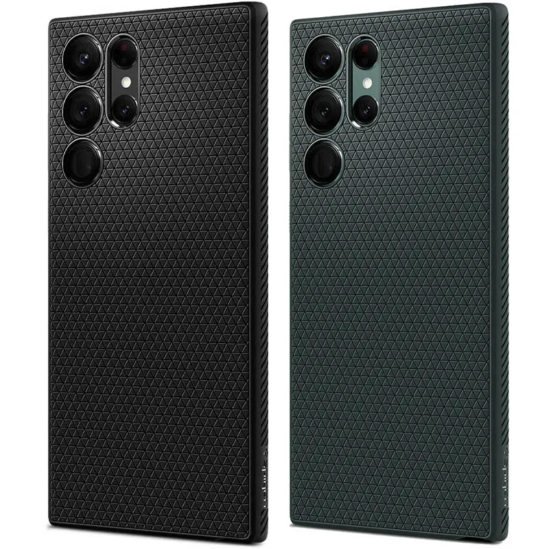 Spigen Liquid Air Case Samsung Galaxy S22 Ultra - Casing Silicone Black Soft Cover Shock Proof Softcase Rugged Guard Protector Rubber Grip Anti Slip