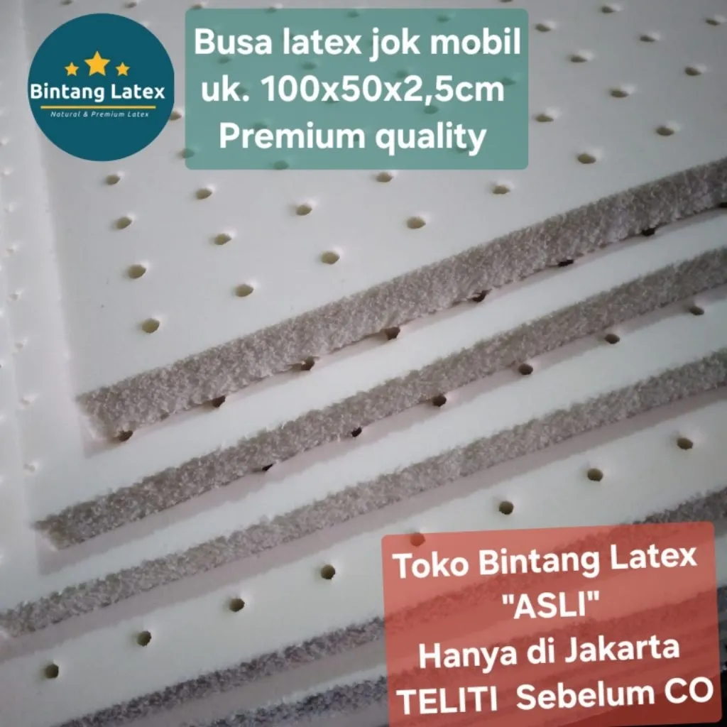 BUSA LATEX PREMIUM JOK MOBIL SOFA DAN CUSTOM UKURAN 100X50X2,5CM