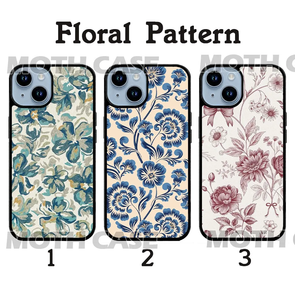 Floral Pattern - Softcase Glossy (BERGARANSI) Iphone samsung xiaomi redmi oppo vivo realme (Case Casing hp)