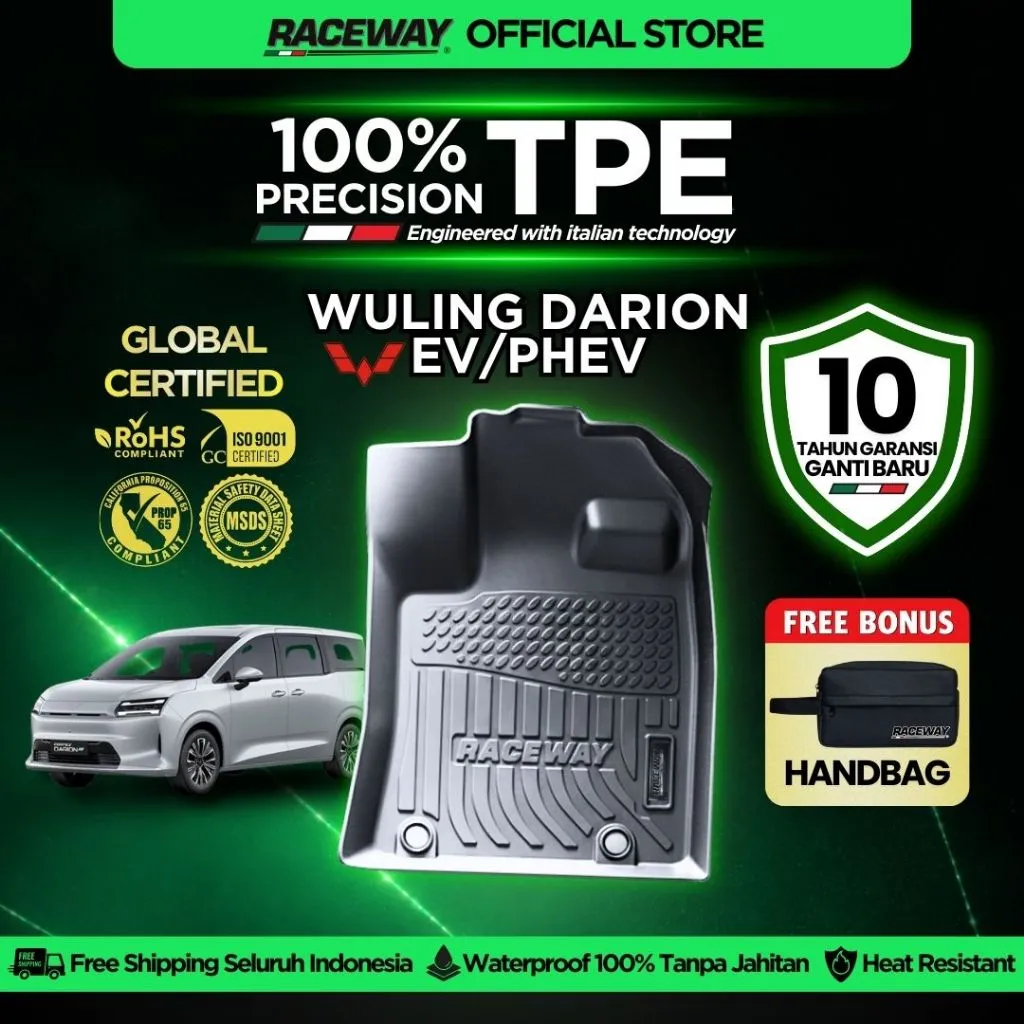 RACEWAY Karpet Mobil Wuling Darion 2026 Hitam Bahan TPE Anti Air Presisi Garansi 10 Tahun