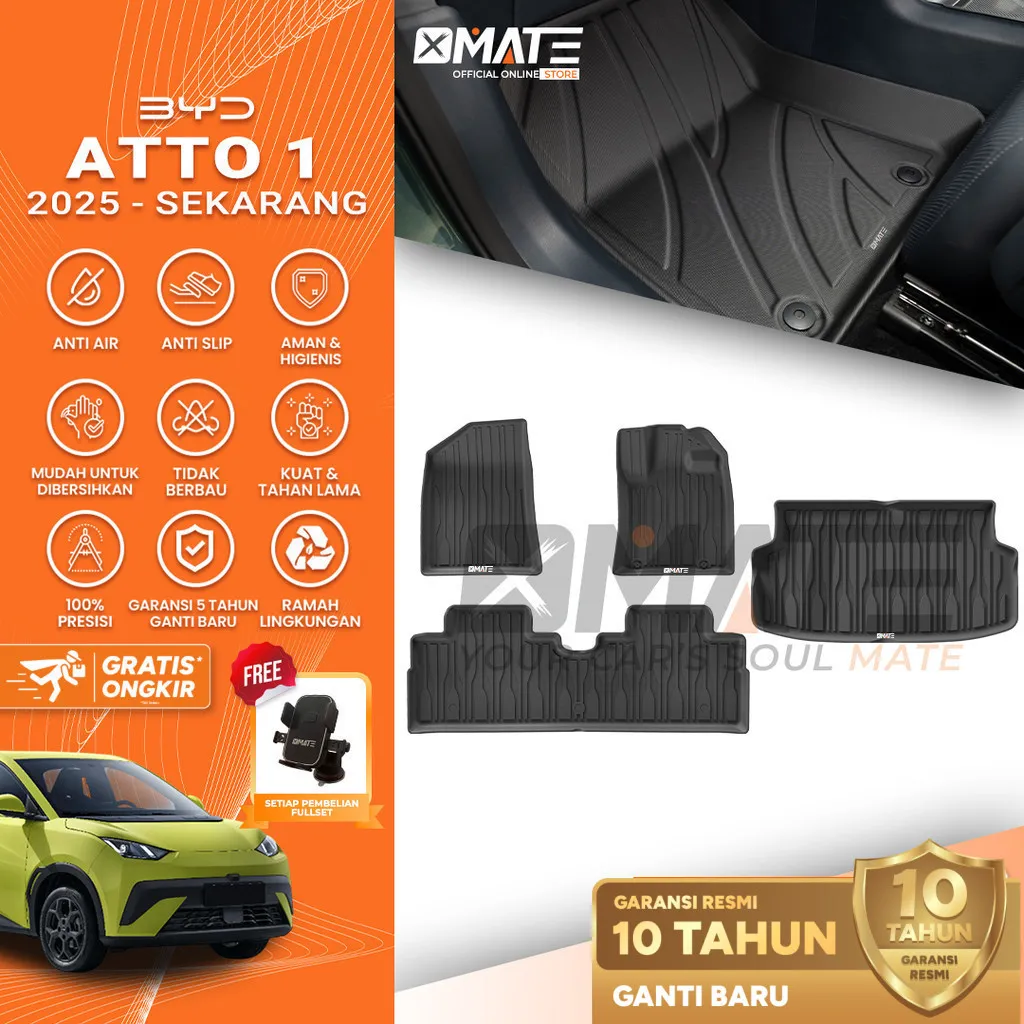 Xmate Karpet Mobil BYD Atto 1 2025 - Sekarang Bahan TPE
