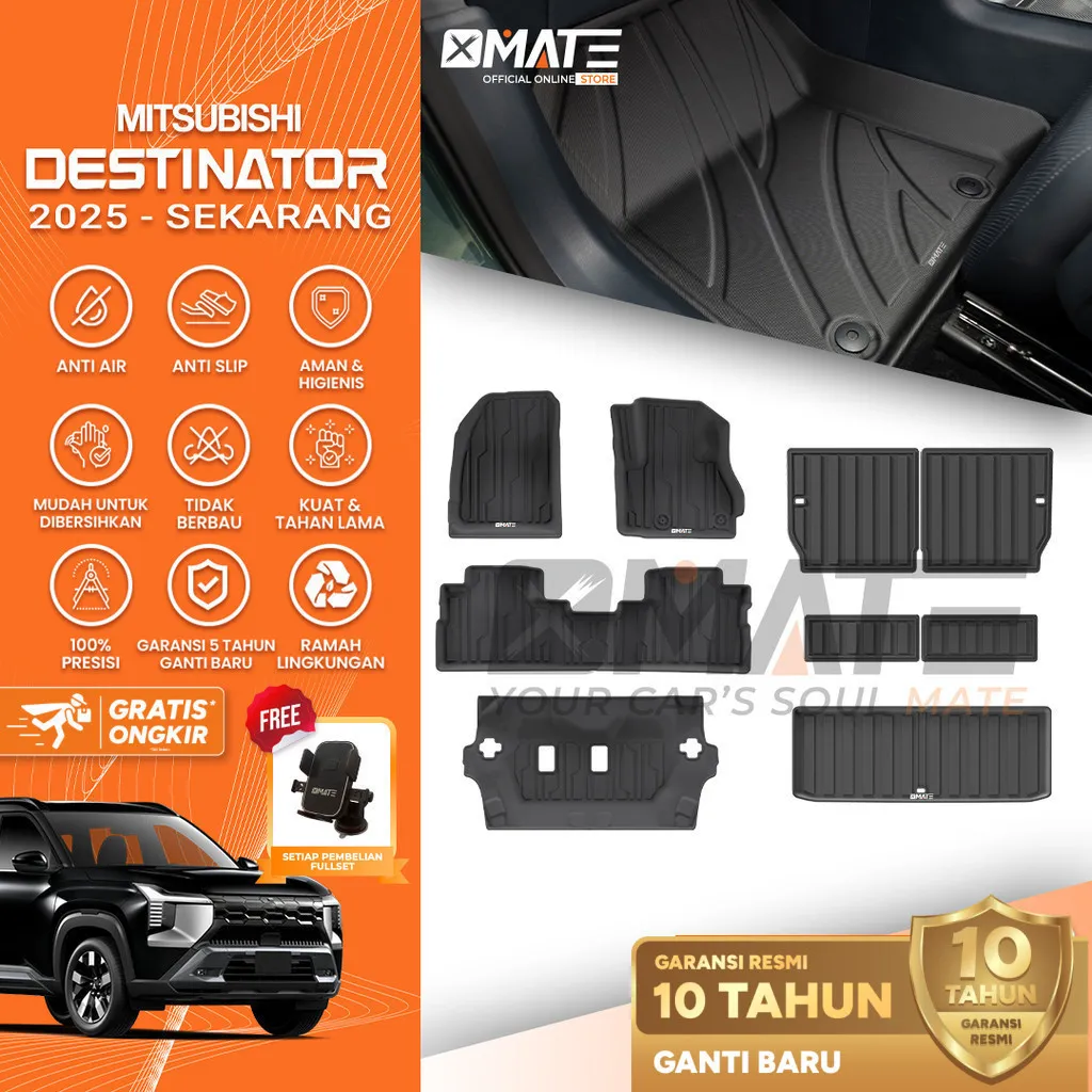 Xmate Karpet Mobil Mitsubishi Destinator 2025 - Sekarang Bahan TPE