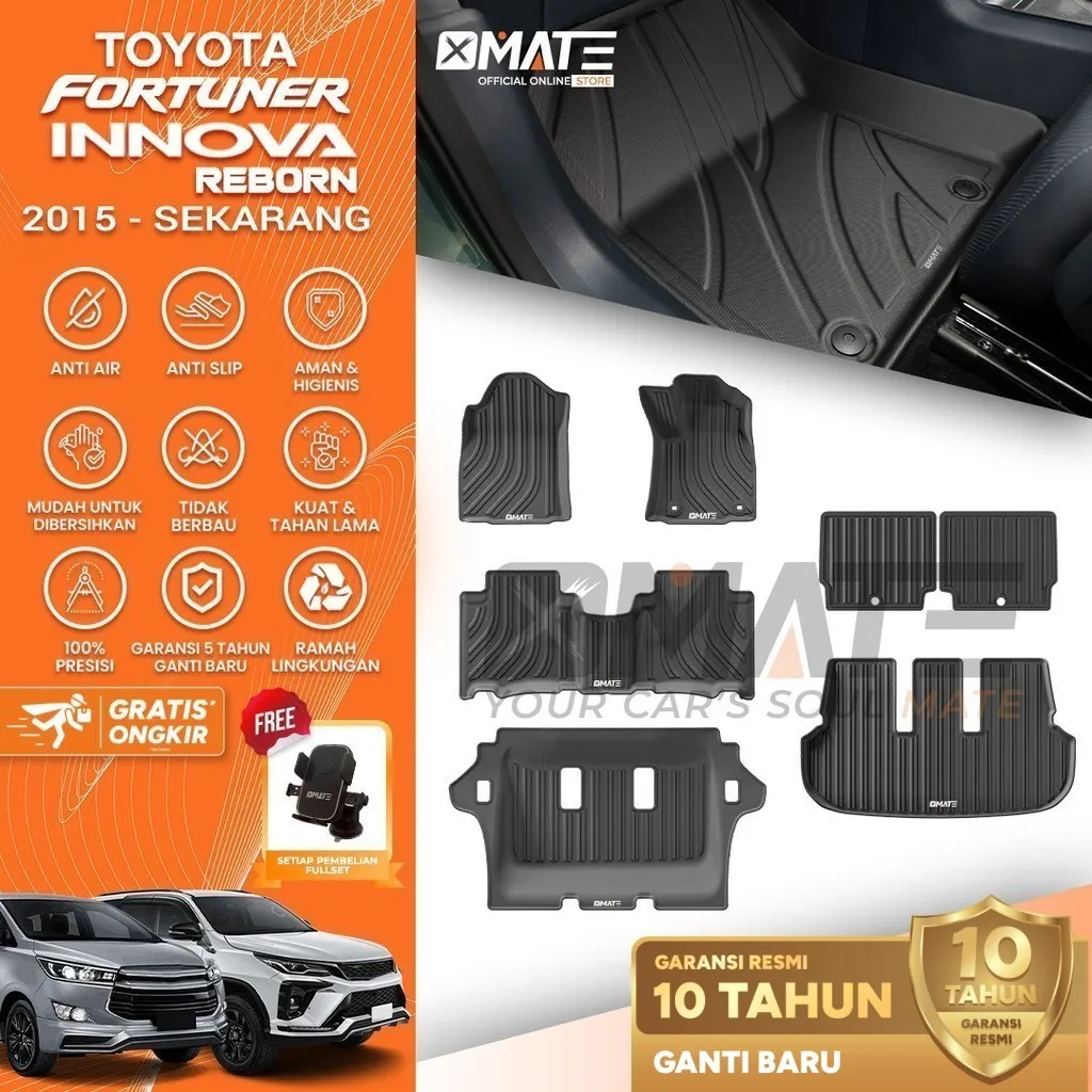 Xmate Karpet Mobil Fortuner/Innova Reborn/Venturer Khusus MATIC 2015-Sekarang Bahan TPE