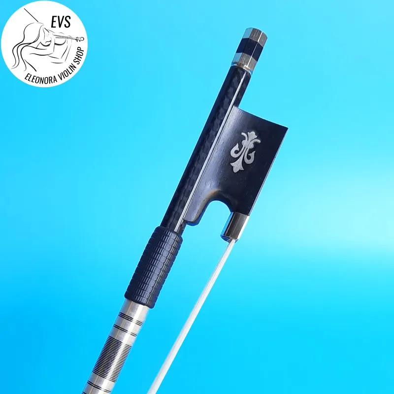 Bow Carbon Fiber - Hitam - Motif Kotak-Kotak - Violin/Biola 4/4