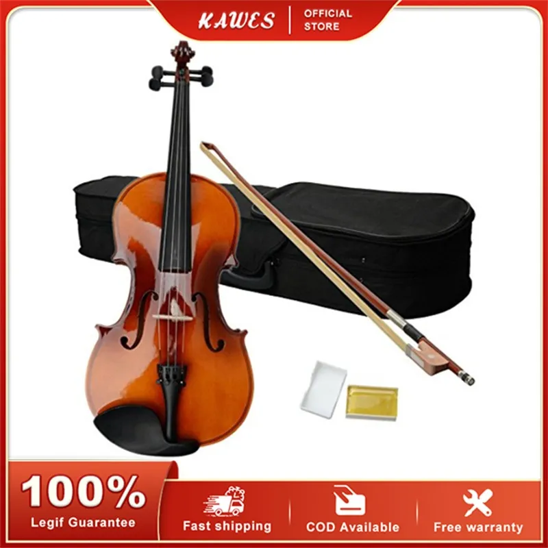 KAWES musik profesional biola 4/4 Set penuh Rosin bebas mengepak instrumen orkestra untuk dewasa, anak-anak, dan remaja /alat musik gesek /biola anak /biola remaja /string instrument