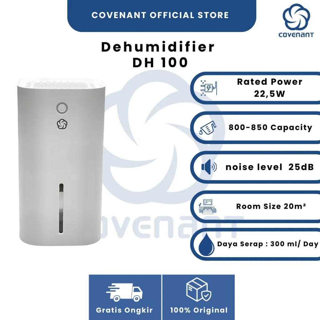 Covenant Mini Dehumidifier DH100 Portable Penyerap Kelembapan Udara Ruangan Kamar Kantor