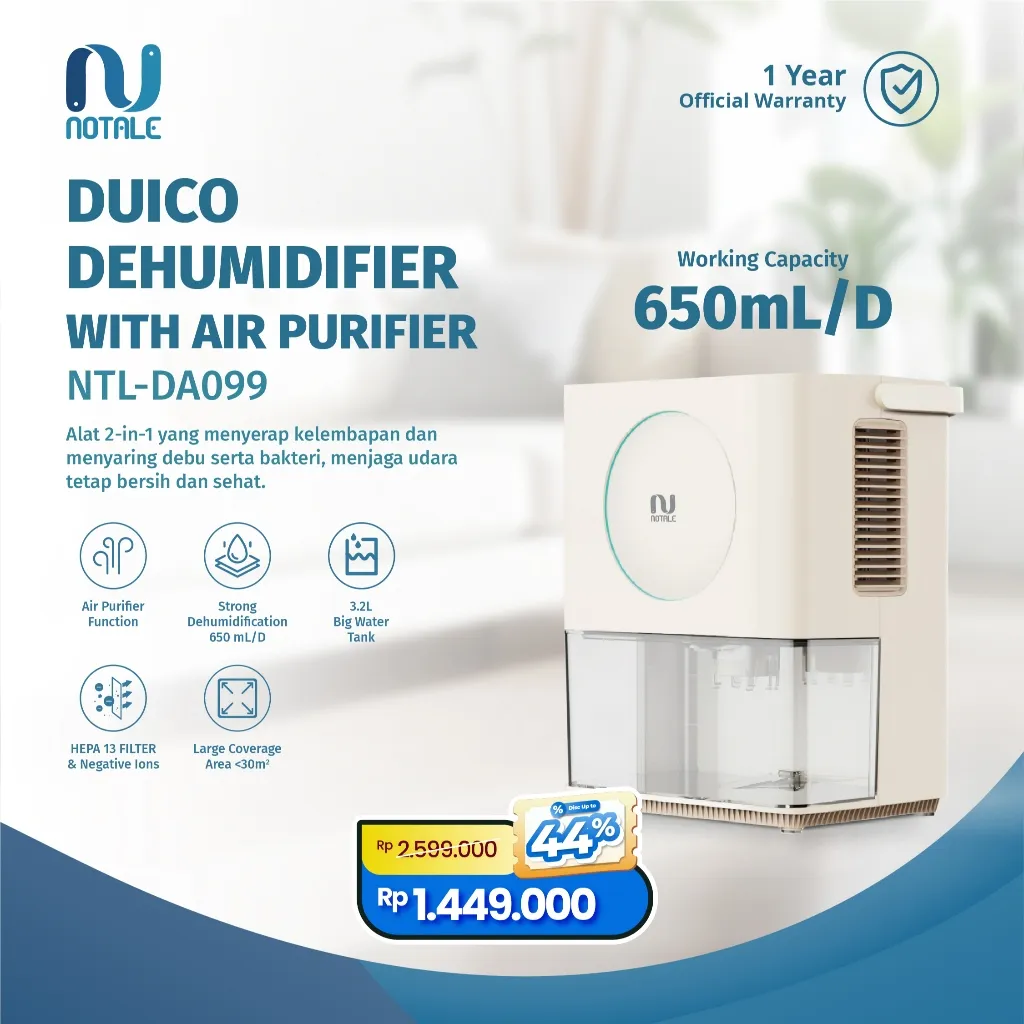 Notale Duico Dehumidifier Serap Lembab Ruangan Humidifier Ruangan NTL-DA099