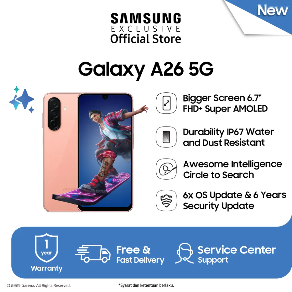 Samsung Galaxy A26 5G 8/256 GB - Peach Pink Galaxy AI | Smartphone AI | Baterai 5000mAh