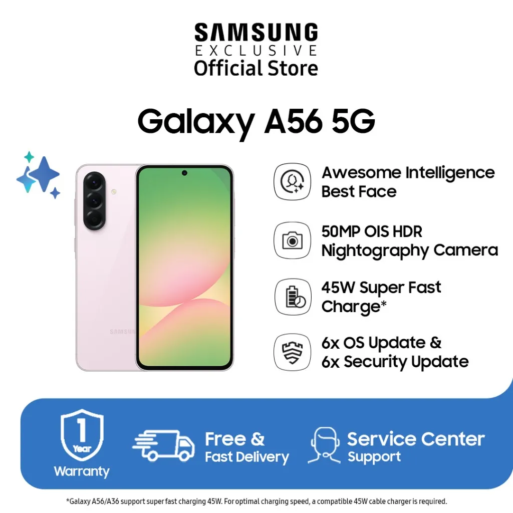 Samsung Galaxy A56 5G 12/256GB - Awesome Pink | Galaxy AI | 50MP Camera | 45W Super Fast Charge